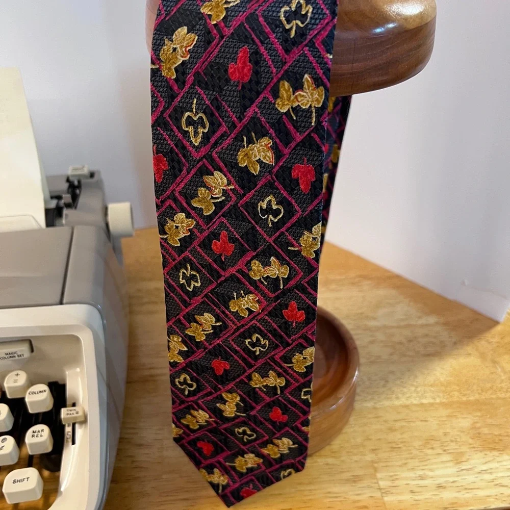 Silk - Colorful Leaf Patterned Italian Silk Tie
